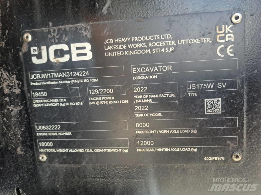 JCB JS 175 W Pyöräkaivukoneet