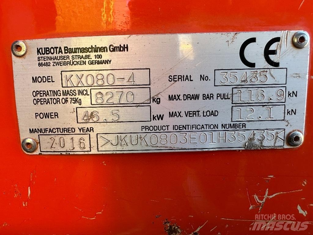 Kubota KX 080-4 Minikaivukoneet < 7t