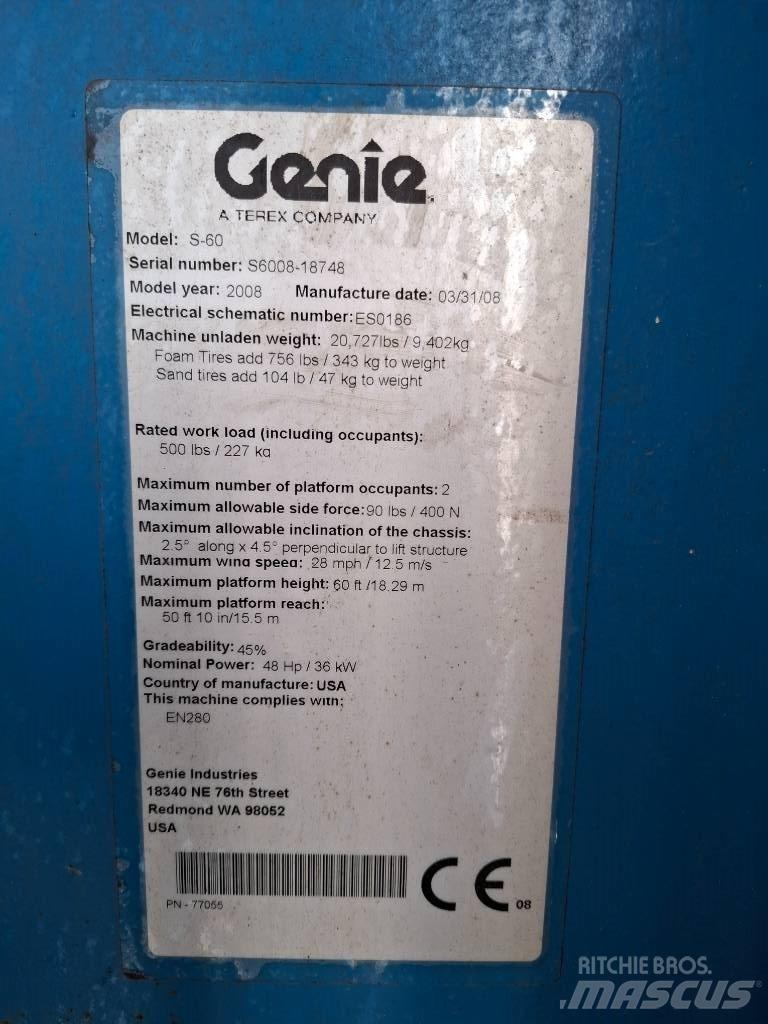 Genie S 60 Teleskooppipuominostimet