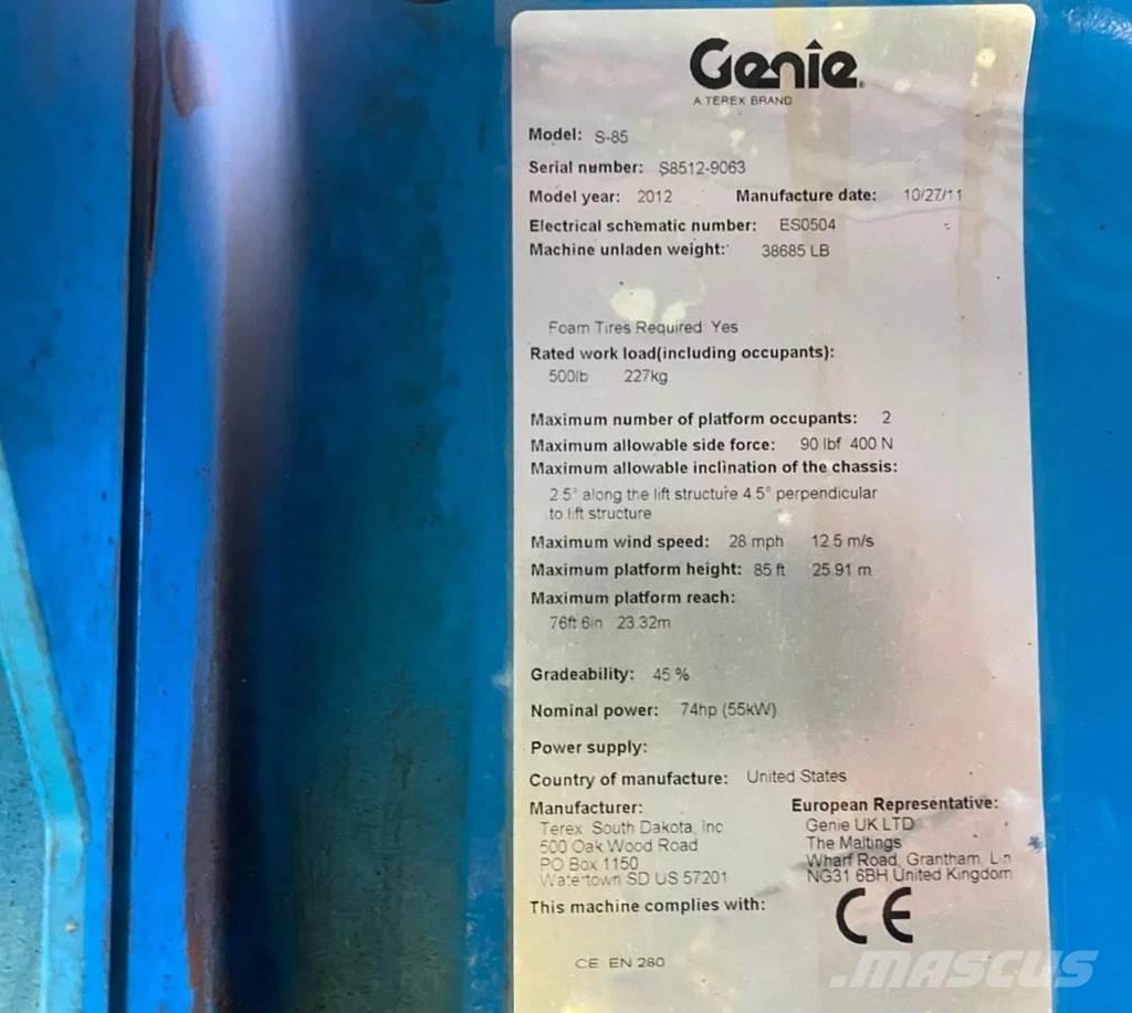 Genie S-85 Teleskooppipuominostimet