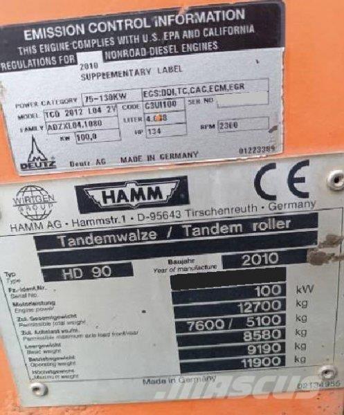 Hamm HD 90 Muut koneet