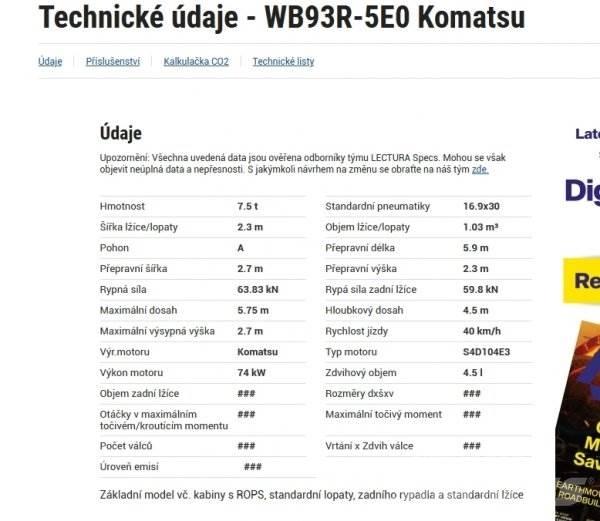 Komatsu WB 93 R Kaivurikuormaajat
