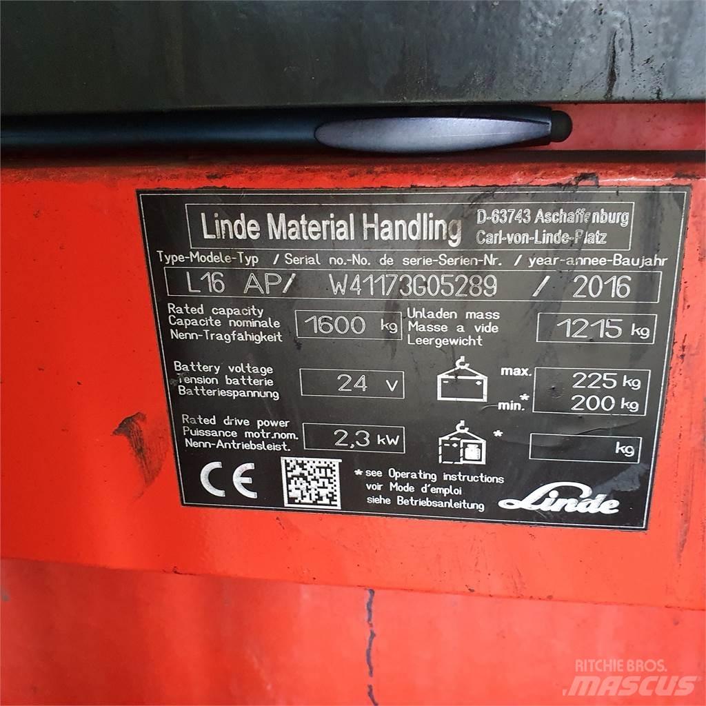 Linde L16AP Käyden ajettavat pinoamistrukit
