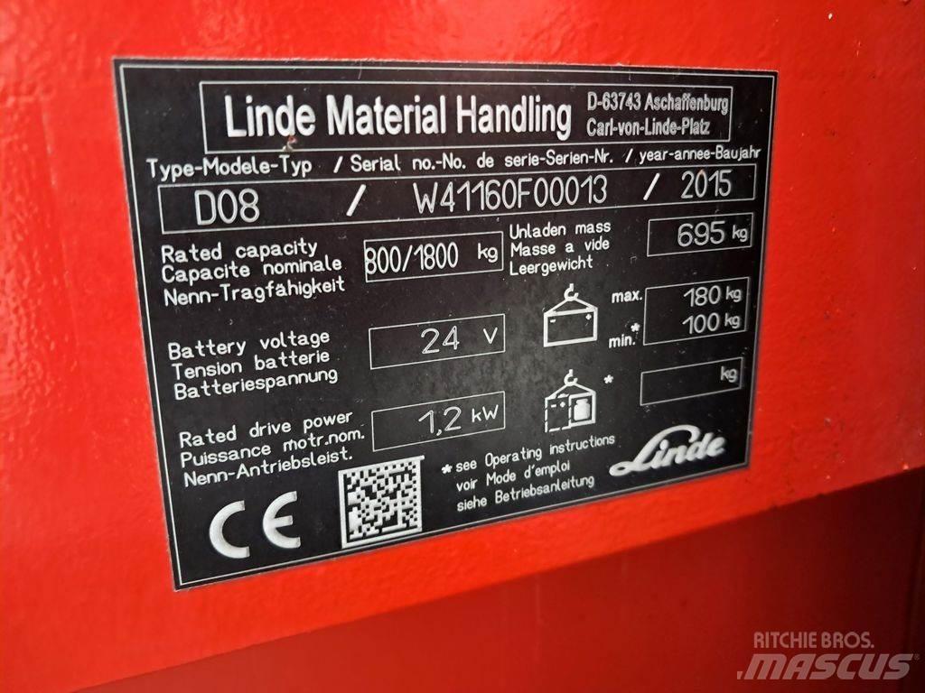 Linde D08 Käyden ajettavat pinoamistrukit