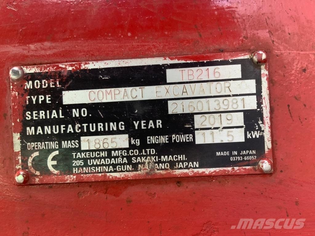 Takeuchi TB 216 Minikaivukoneet < 7t