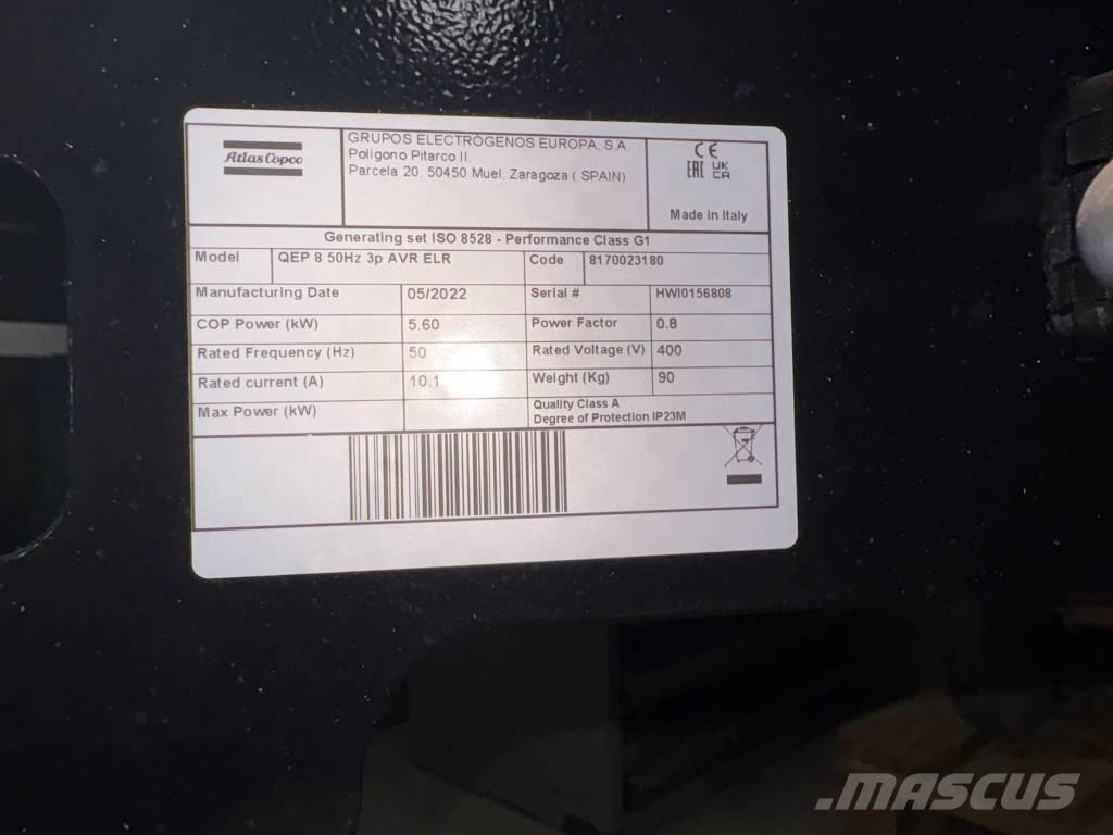 Atlas Copco QEP 8 Bensiinigeneraattorit