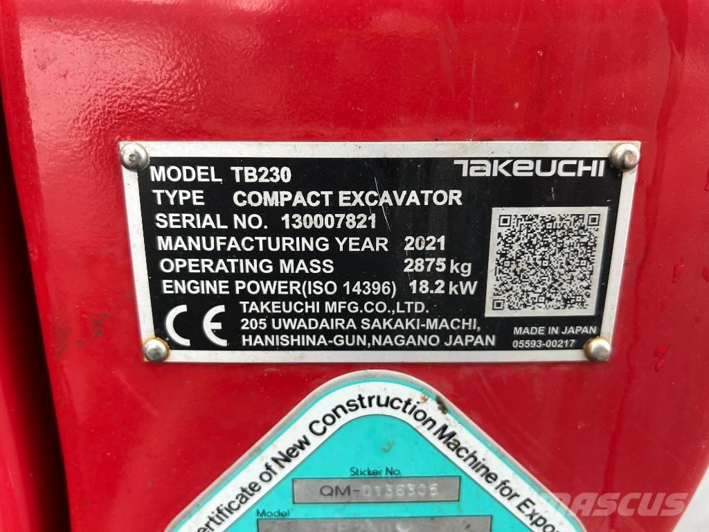 Takeuchi TB 230 V3 Minikaivukoneet < 7t