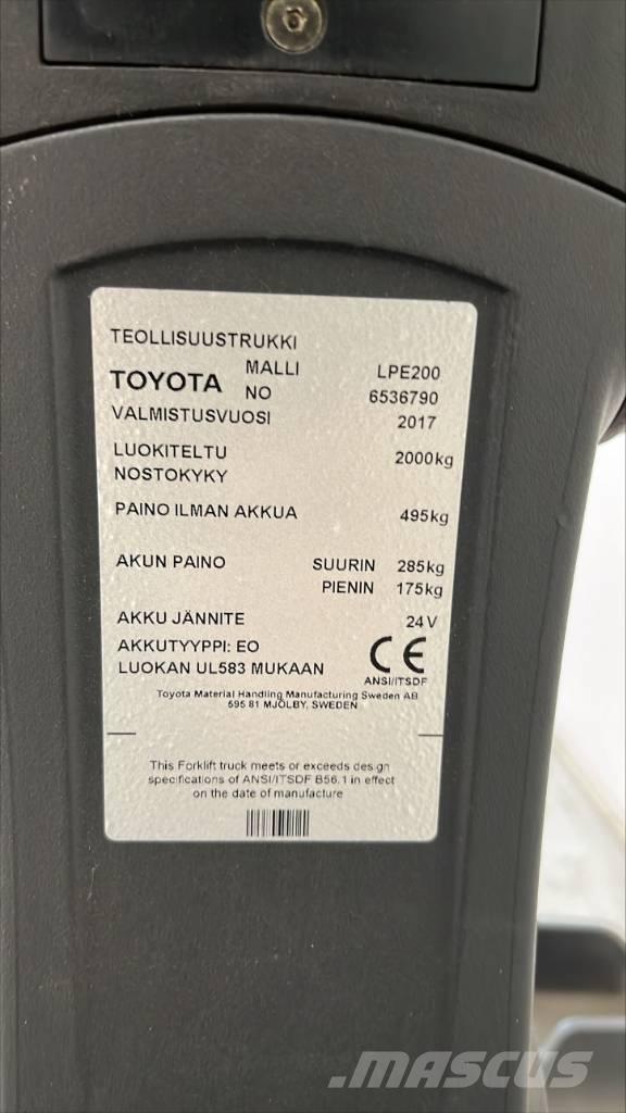Toyota BT LPE 200 Lavansiirtotrukit ajotasolla