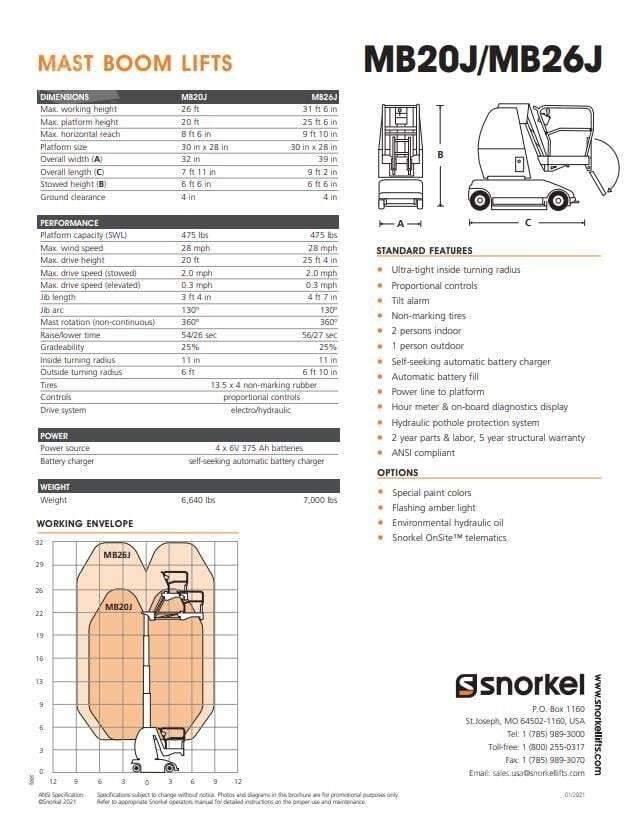 Snorkel MB26J Henkilönostimet ja nostolaitteet