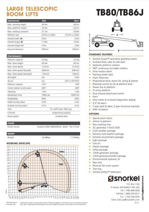 Snorkel TB86J Teleskooppipuominostimet