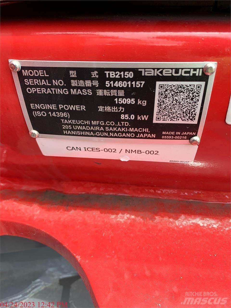 Takeuchi TB2150 Telakaivukoneet