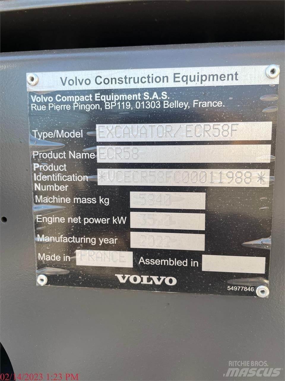 Volvo ECR58F Telakaivukoneet