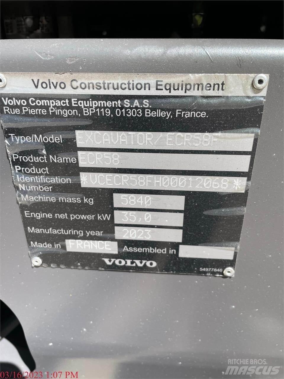 Volvo ECR58F Telakaivukoneet