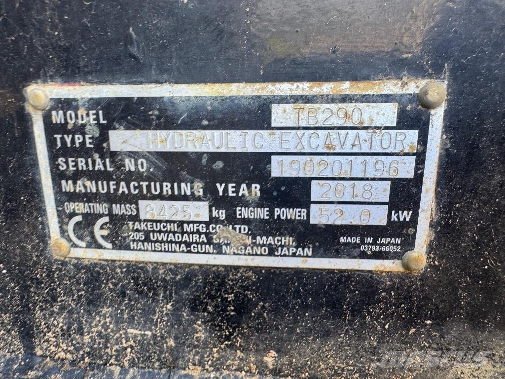 Takeuchi TB 290 Midikaivukoneet 7t - 12t