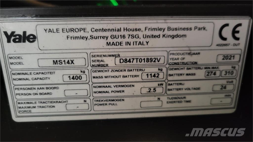 Yale MS14X-IL Ajettavat pinoamisvaunut