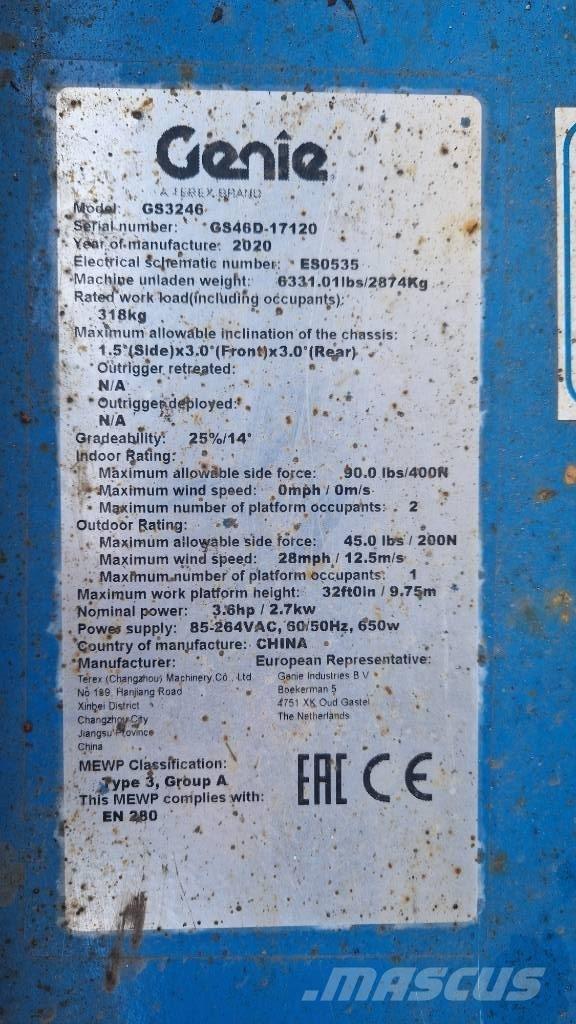 Genie GS 3246 Saksilavat