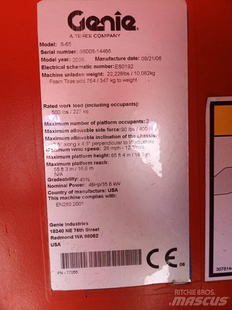 Genie S 65 Teleskooppipuominostimet