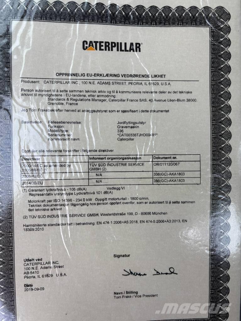 CAT 336 Telakaivukoneet