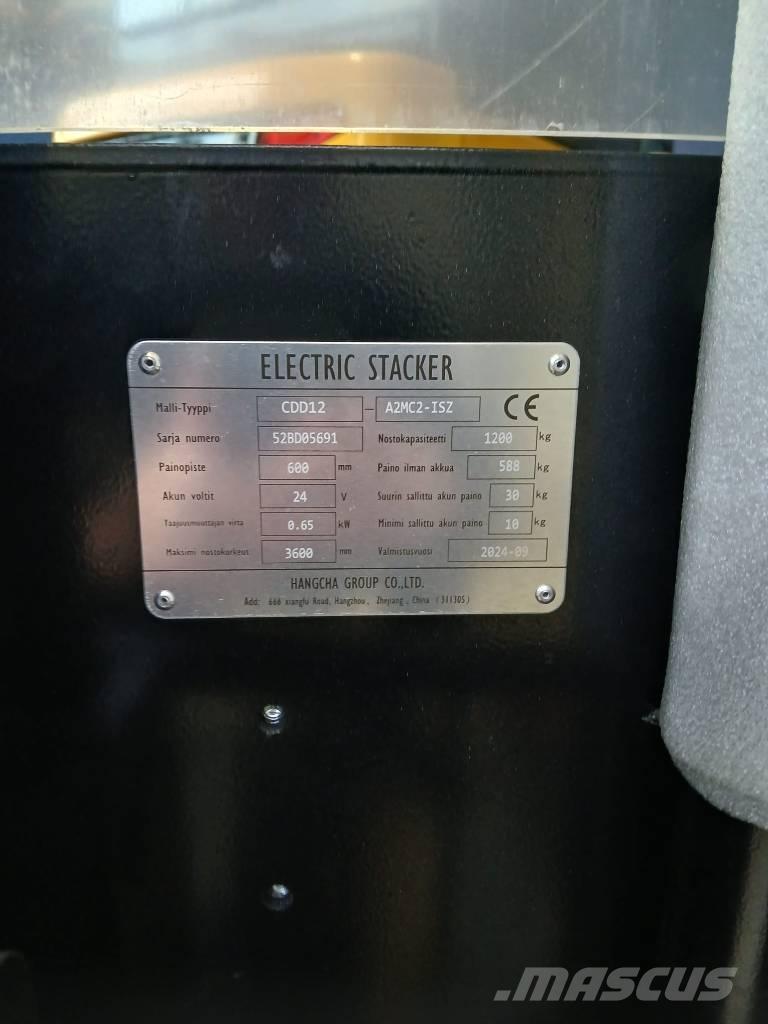 Hangcha CDD12 - LI-ION Käyden ajettavat pinoamistrukit