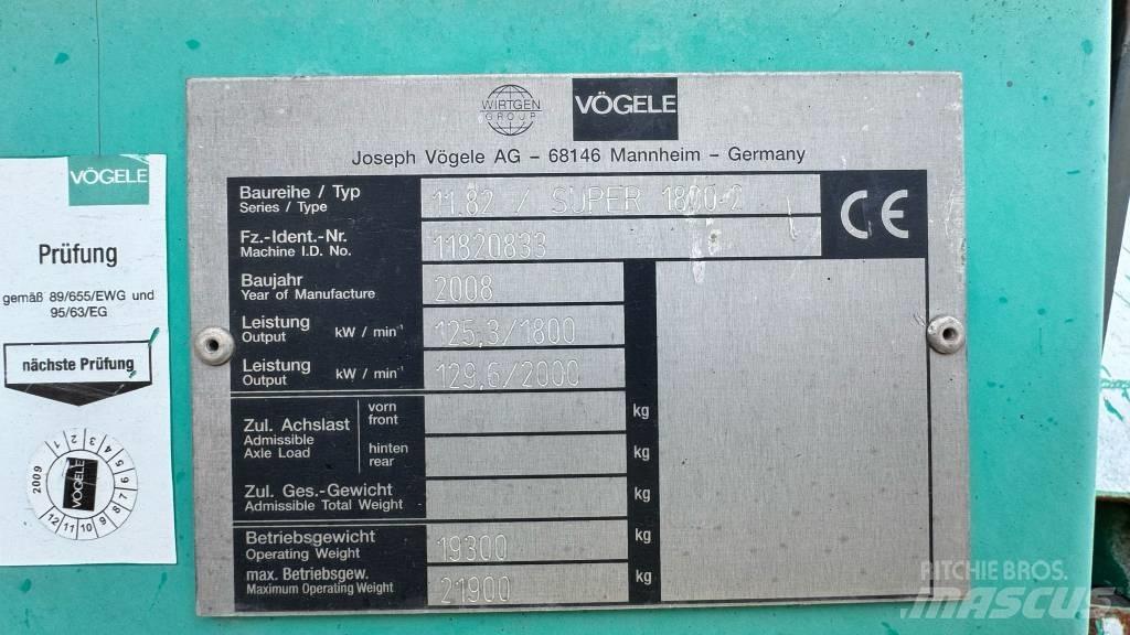 Vögele Super 1800-2 Asfalttikoneet