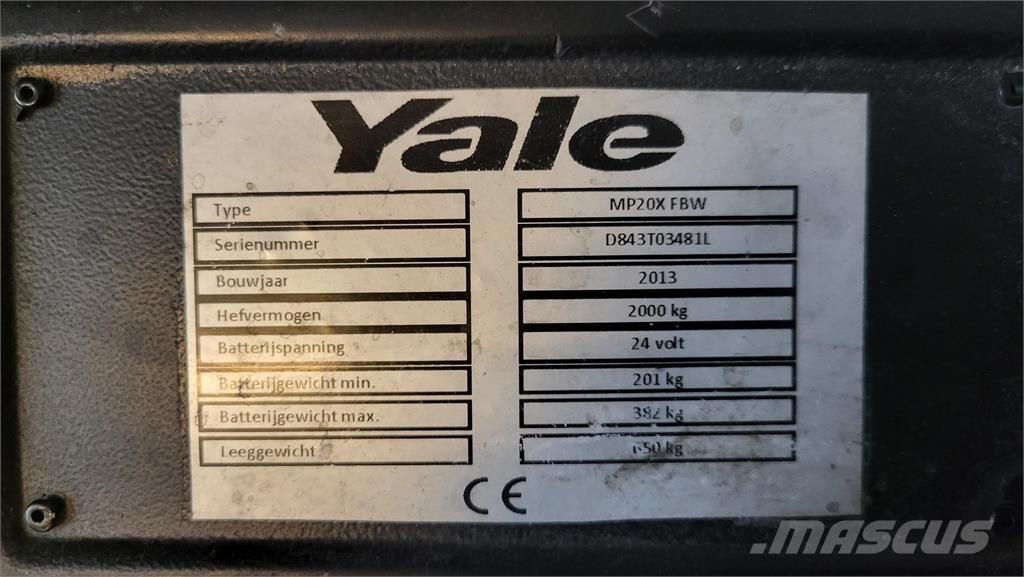 Yale MP20X 2013 Käyden ajettavat pinoamistrukit