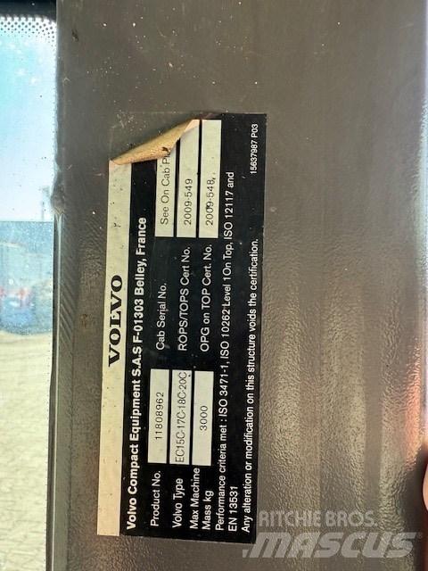 Volvo EC15 C CAB Ohjaamo ja sisusta