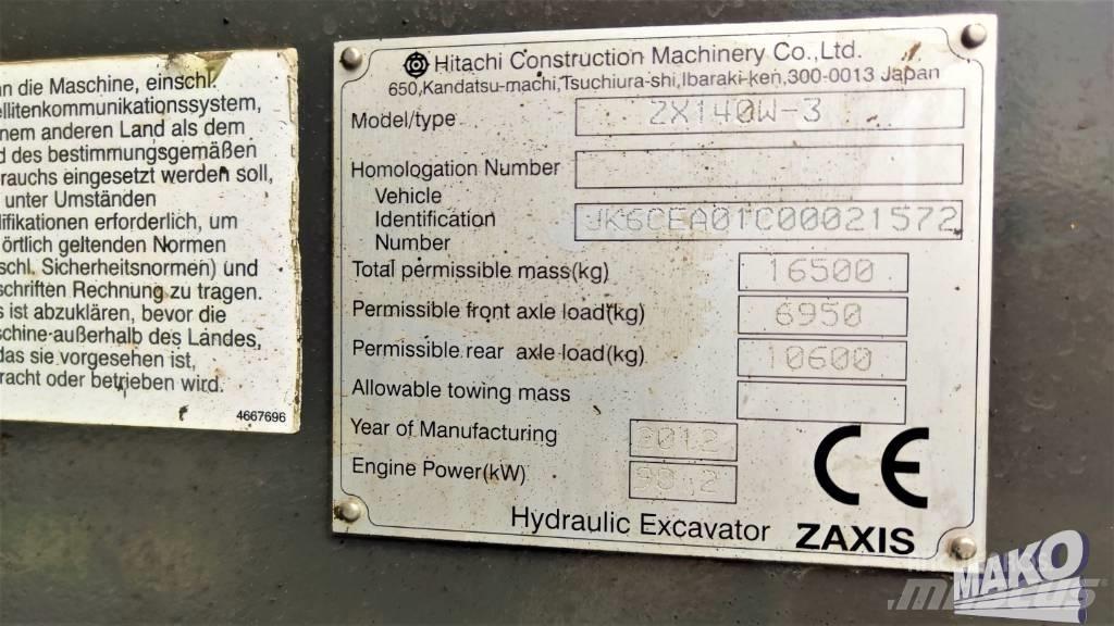 Hitachi ZX 140 W-3 Pyöräkaivukoneet