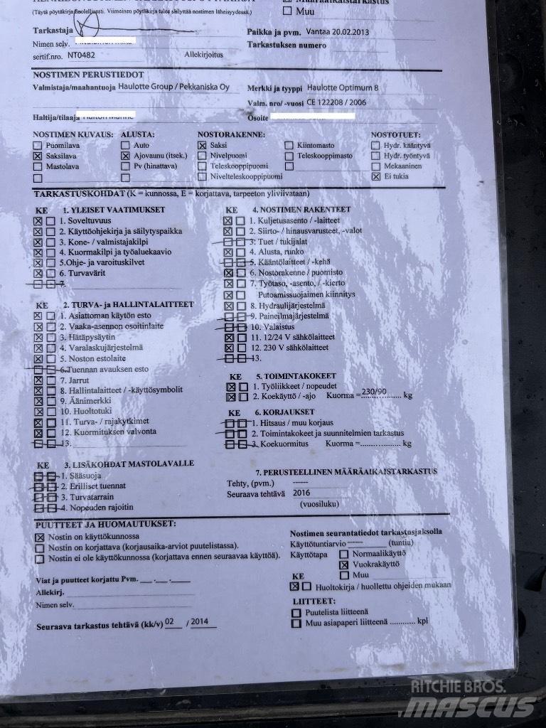 Haulotte Optimum  8 Saksilavat