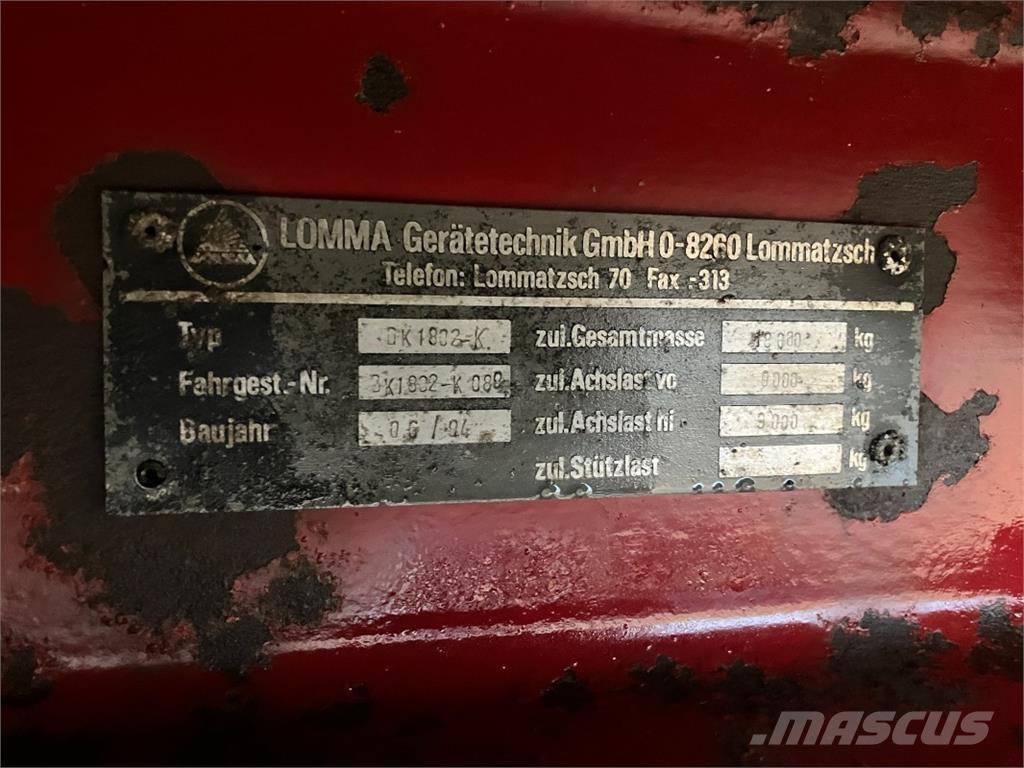 Lomma DK 1802-K Muut perävaunut