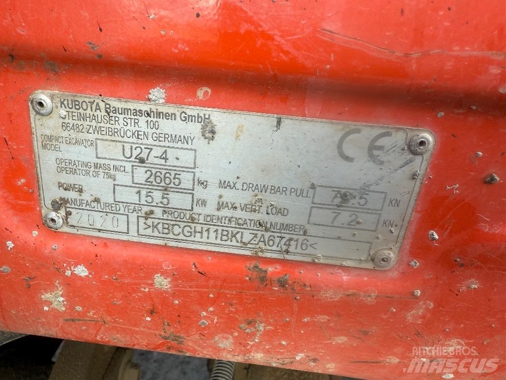 Kubota U 27-4 Minikaivukoneet < 7t
