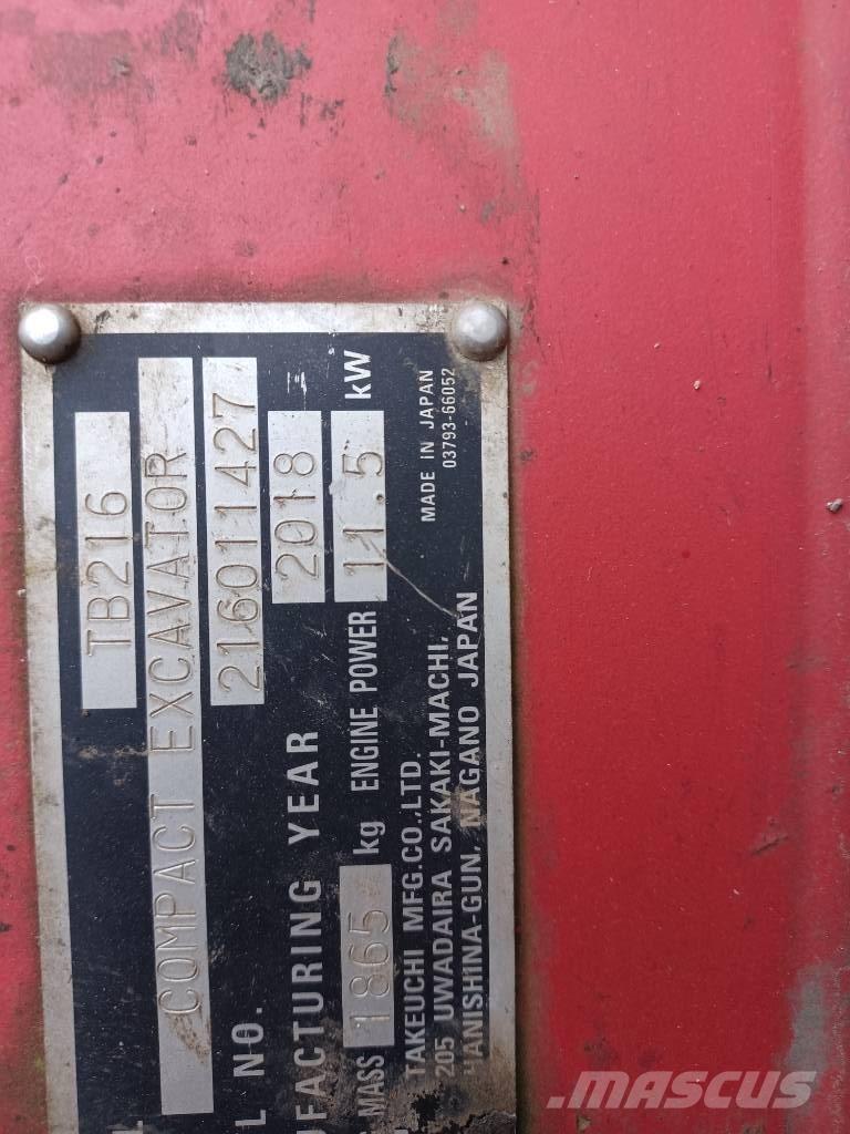 Takeuchi TB 216 Minikaivukoneet < 7t