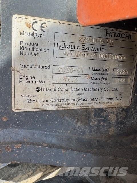 Hitachi ZX 26 U-6 CR Minikaivukoneet < 7t