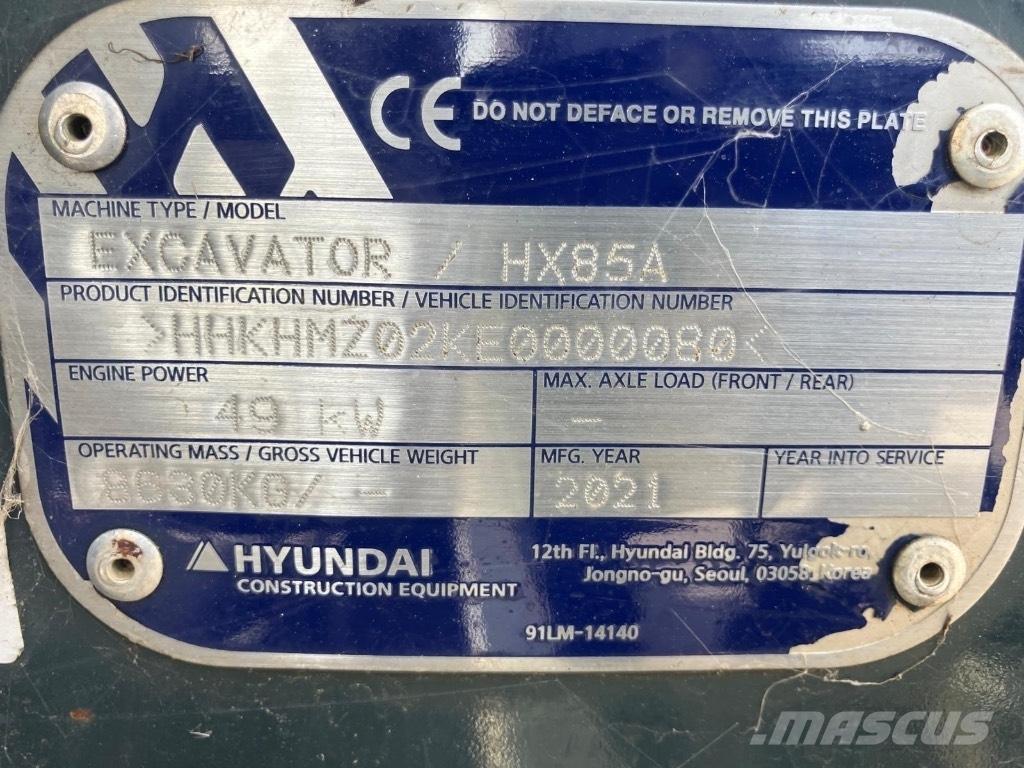 Hyundai HX 85 A Midikaivukoneet 7t - 12t