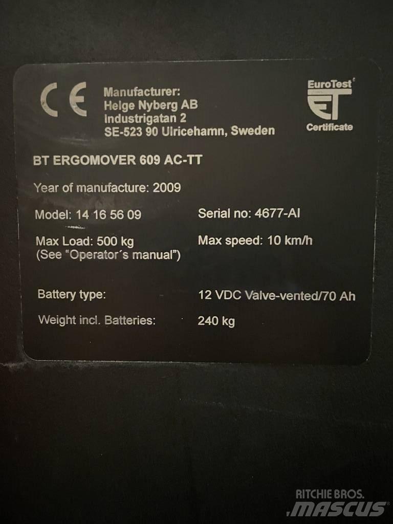 BT 609 AC TT Matalakeräilytrukit