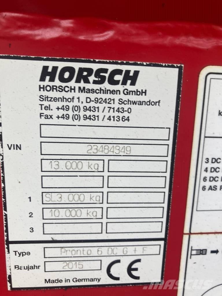 Horsch PRONTO 6DC Kylvölannoittimet