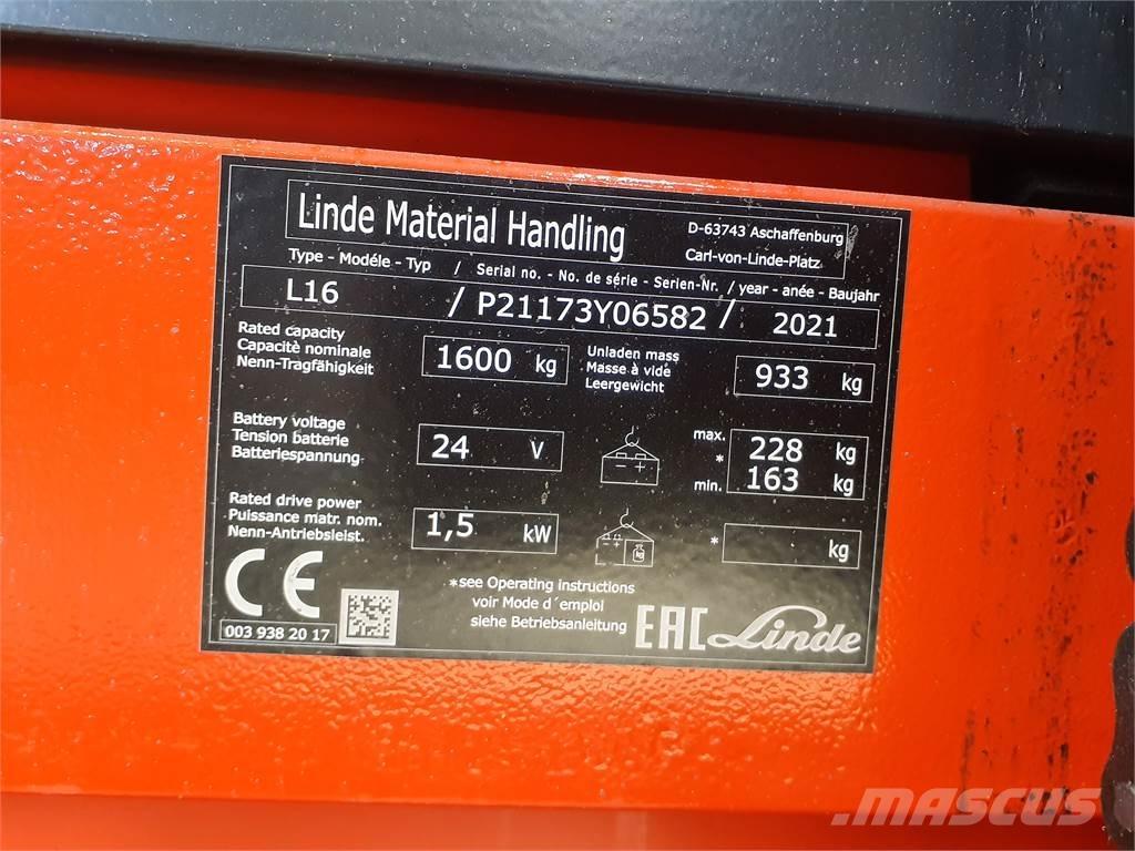 Linde L16i Käyden ajettavat pinoamistrukit