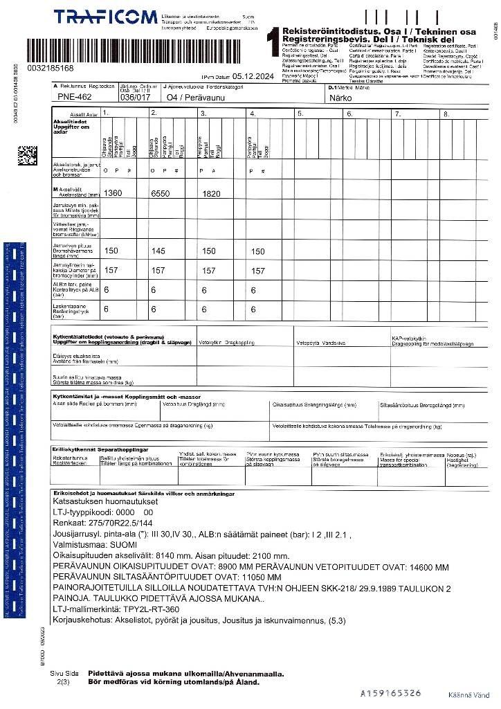 Närko TPY2L-RT-360 Vaihtolavaperävaunut