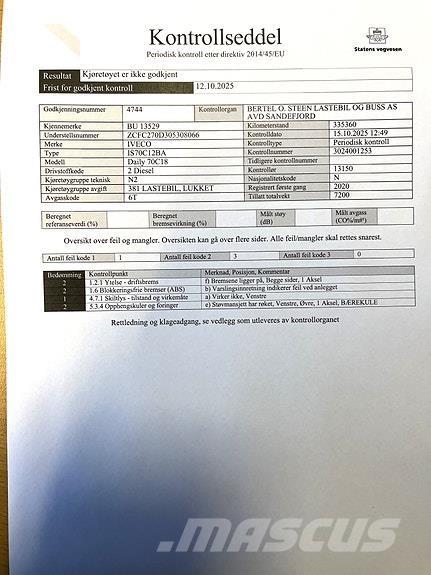 Iveco DAILY 70C18 Umpikorikuorma-autot