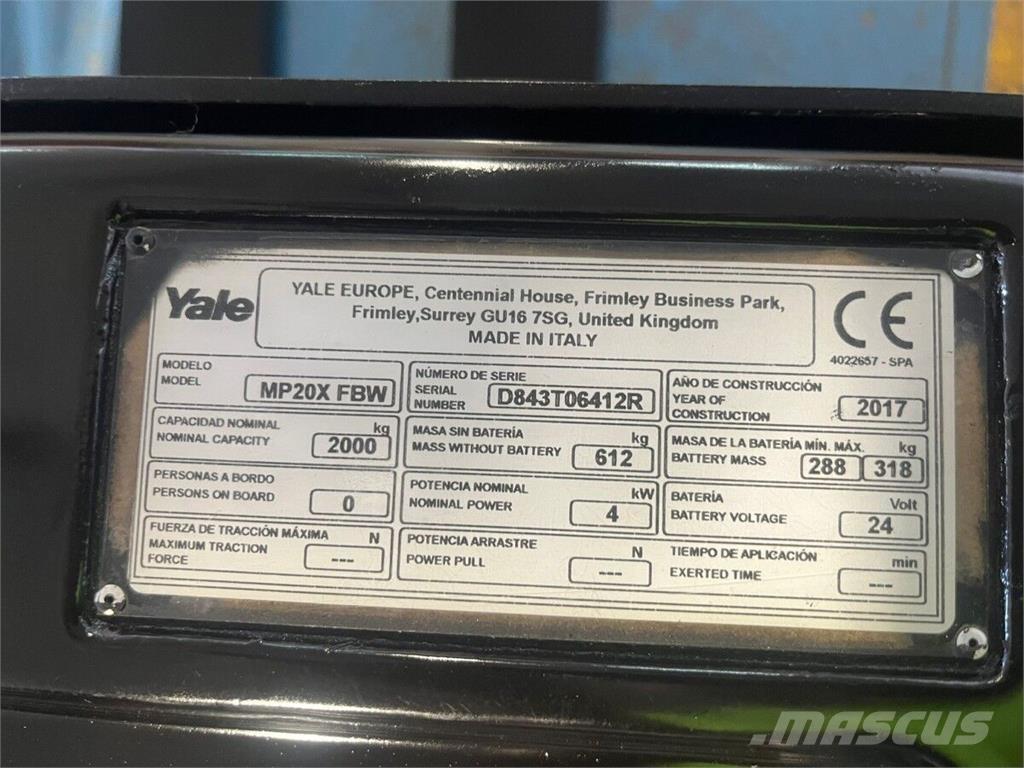 Yale MP20X Muut materiaalinkäsittelykoneet