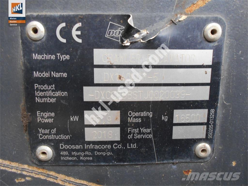 Doosan DX 140 LCR-5 Telakaivukoneet