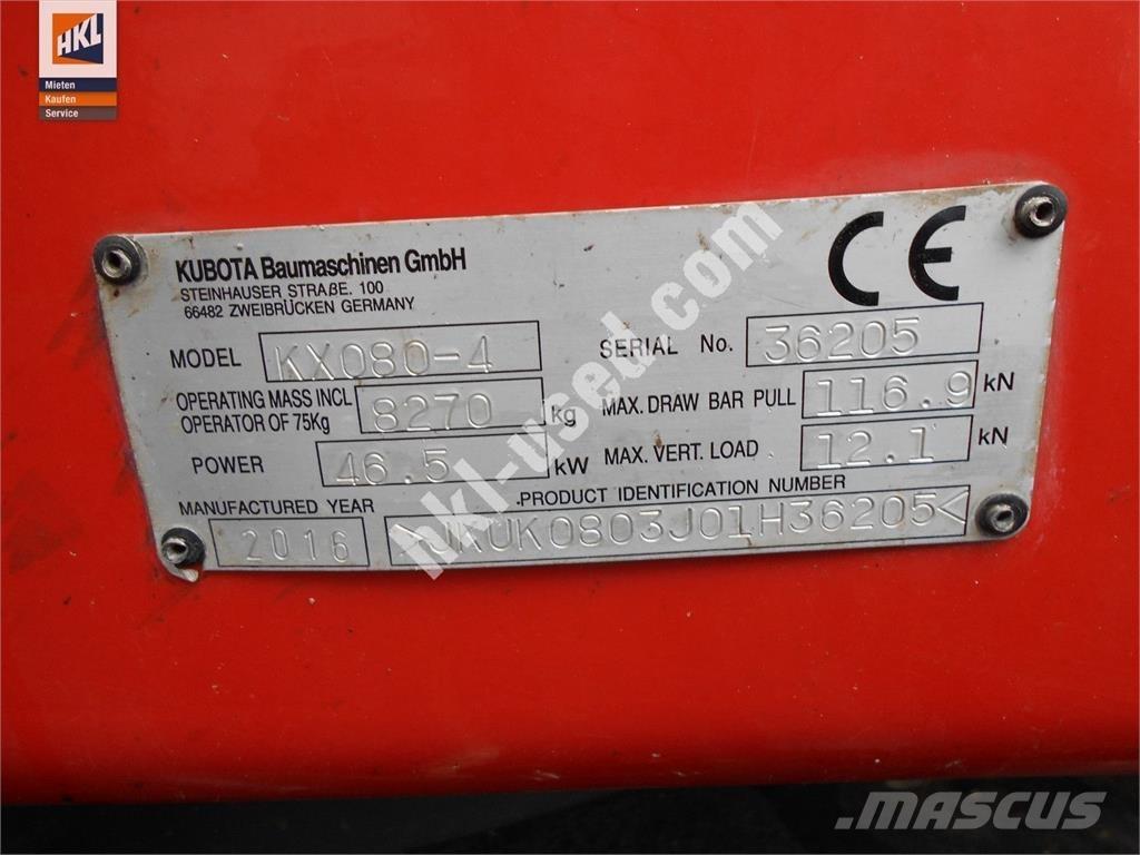 Kubota KX 080-4 Minikaivukoneet < 7t