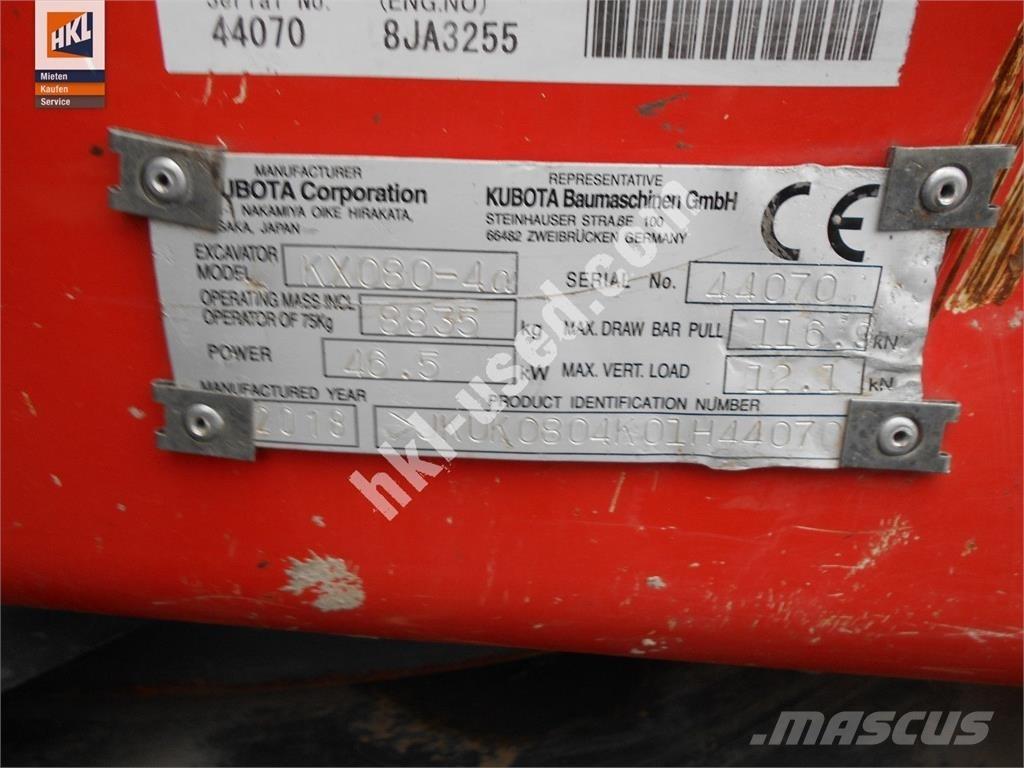 Kubota KX 080-4 Minikaivukoneet < 7t