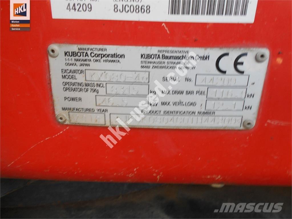 Kubota KX 080-4 Minikaivukoneet < 7t