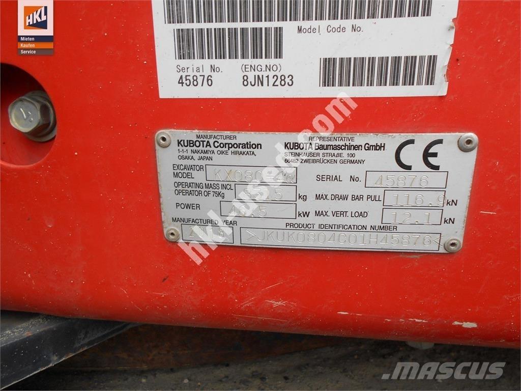 Kubota KX 080-4 Minikaivukoneet < 7t