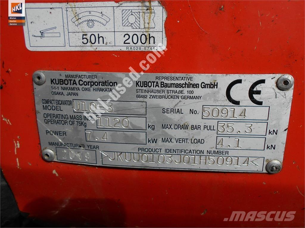 Kubota U 10-3 Minikaivukoneet < 7t