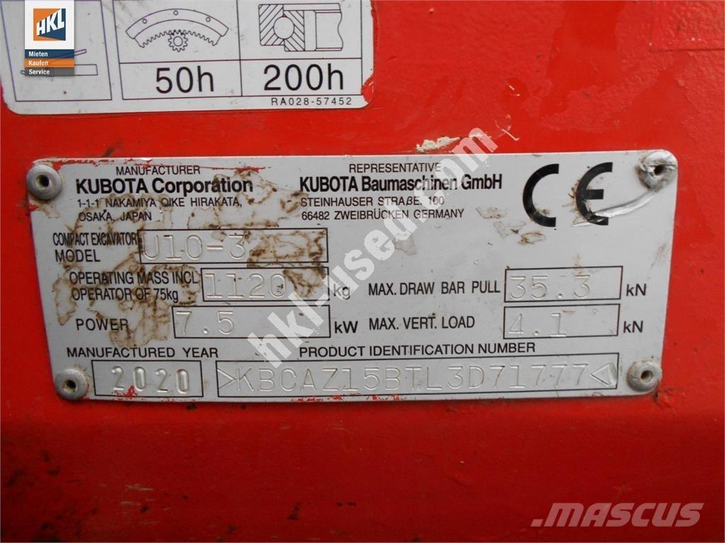 Kubota U 10-3 Minikaivukoneet < 7t