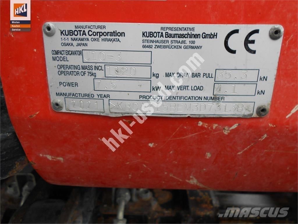 Kubota U 10-3 Minikaivukoneet < 7t