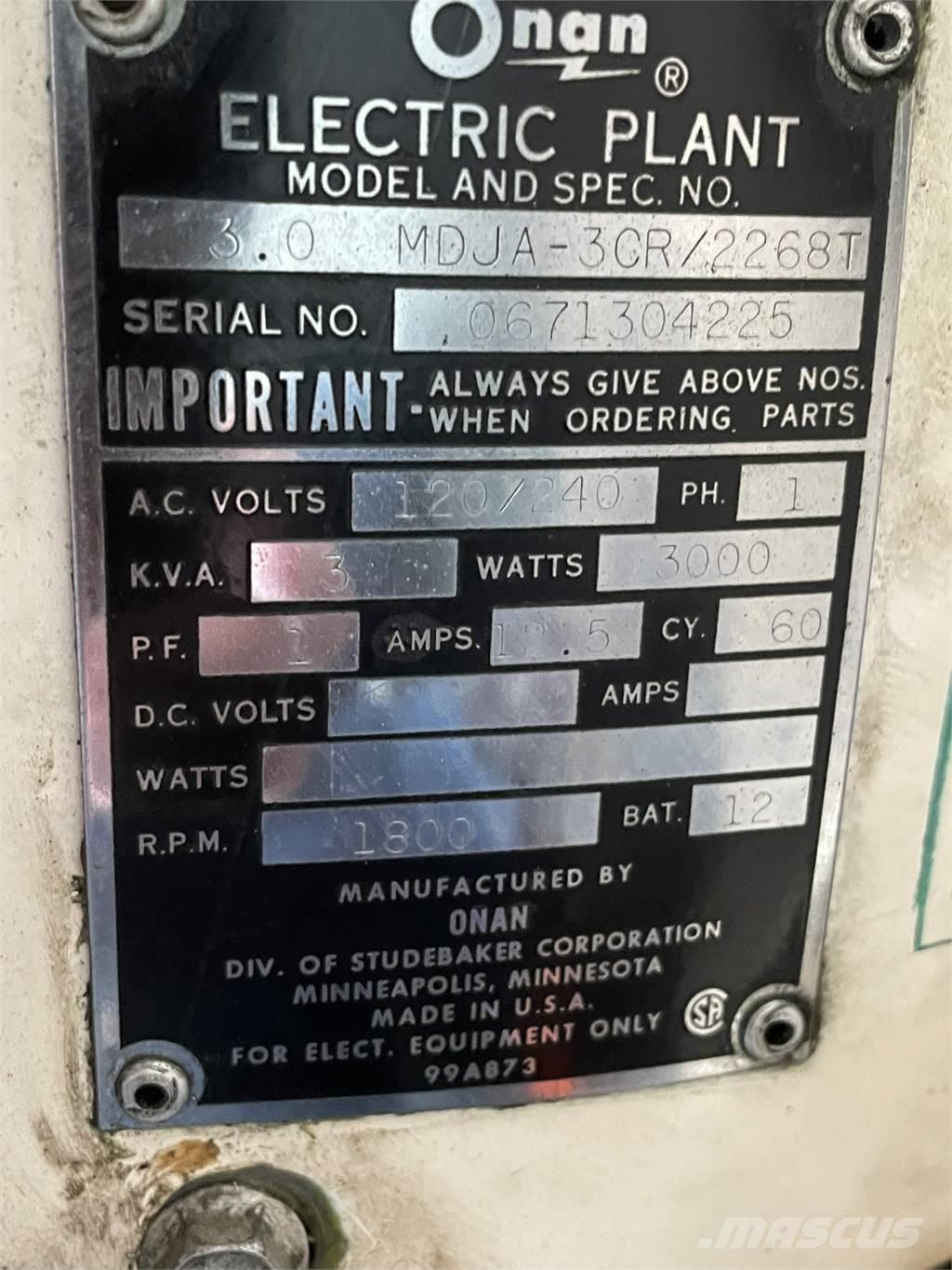  3 kVA ONAN 1 Cyl. Diesel Muut generaattorit