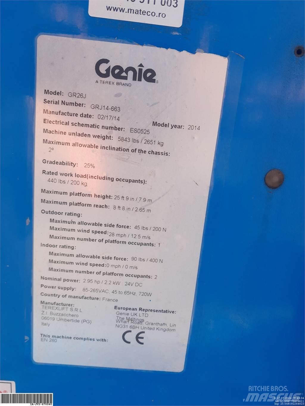Genie GR26J Henkilönostimet ja nostolaitteet