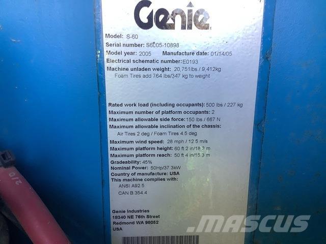 Genie S60 Teleskooppipuominostimet